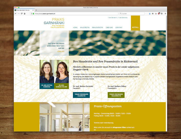 Inhaltsseite der responsive Website für die Praxis Garnhänki, designed by antiva